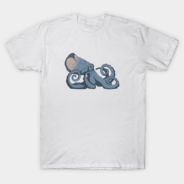 Octopus, blue and grey T-Shirt by Marie Dudek